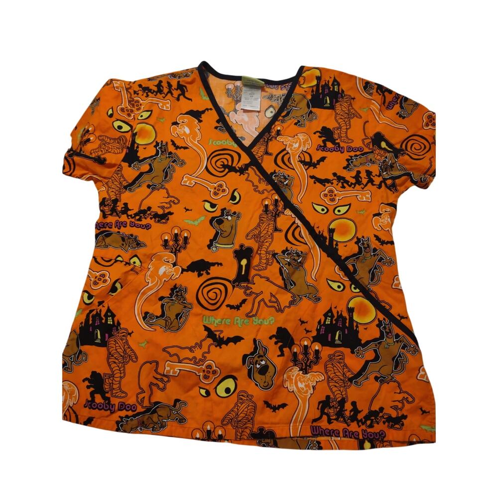 Scooby Doo Halloween Print Scrub Top Size XS Spooky Season